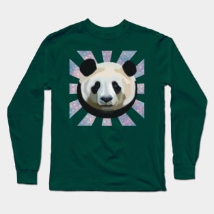 Striking Panda bear on patterned sun rays Long Sleeve T-Shirt